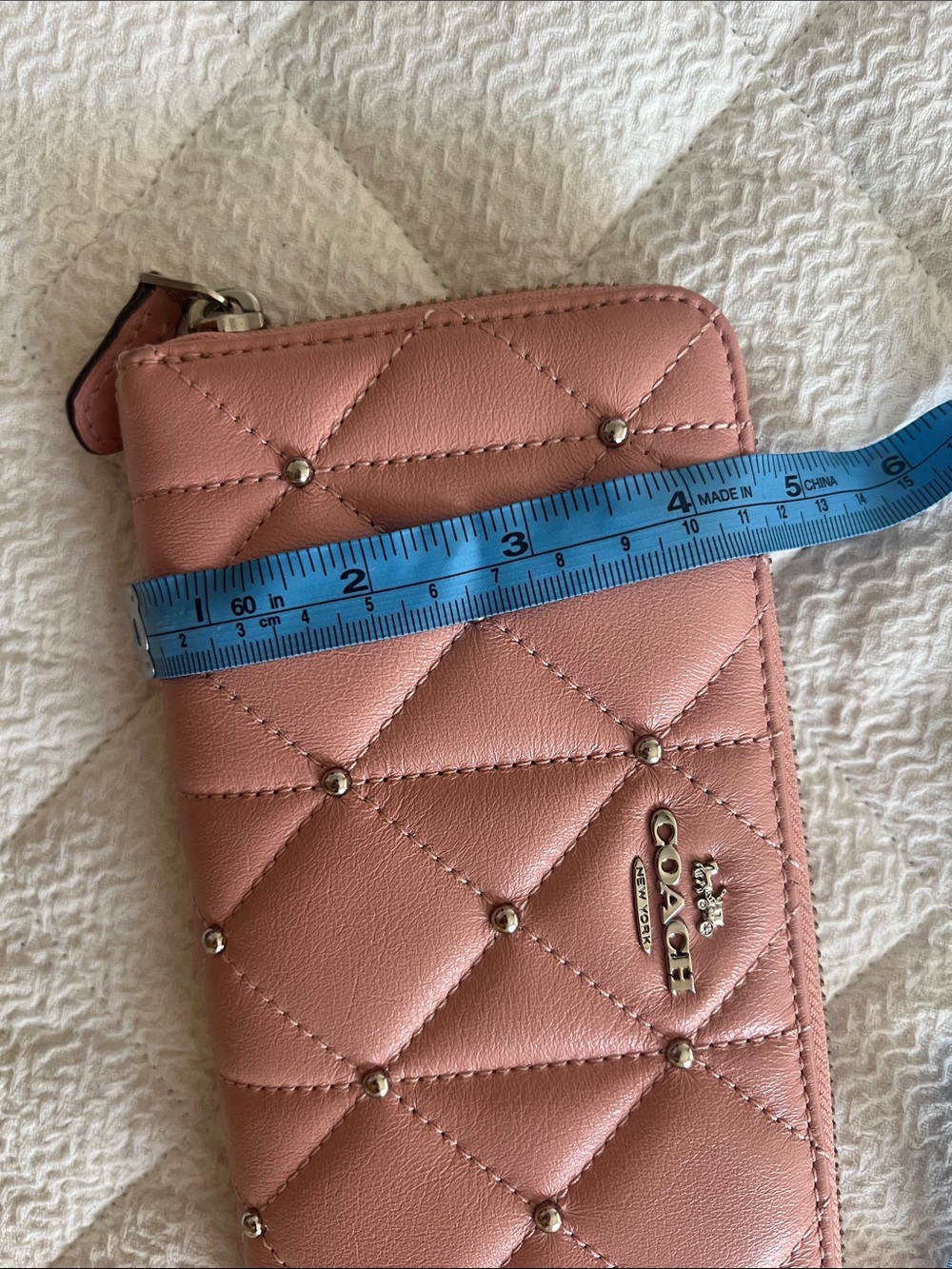 Coach Quilted Studded Zip Around Wallet in Pink - Picture 10 of 10